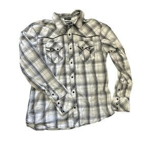 BKE Buckle Men’s XL Plaid Cotton Slim Fit‎ Long Sleeve Button-Up Shirt Cowboy